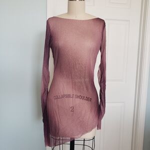 Purple Sparkle Mesh Asymetrical Dance Performance Dress, S